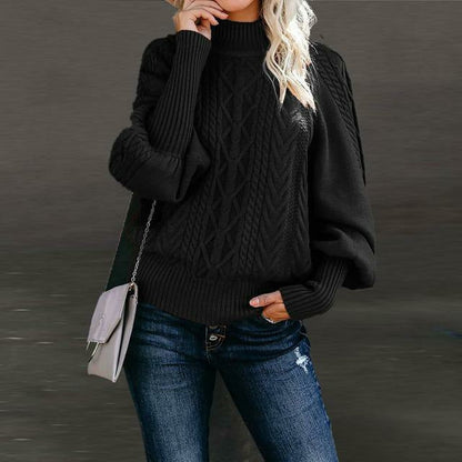 Damen Pullover Warm Kabelstrick Herbstmode