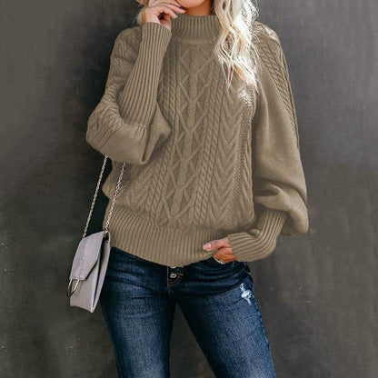Damen Pullover Warm Kabelstrick Herbstmode