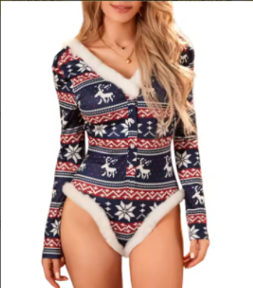 Weihnachts-Body:Sexy Floral-Jumpsuit Shorts