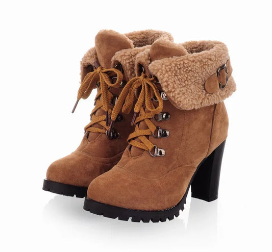 Winterstiefel Damen Hoch Absatz Stylisch - IdealeKleiden