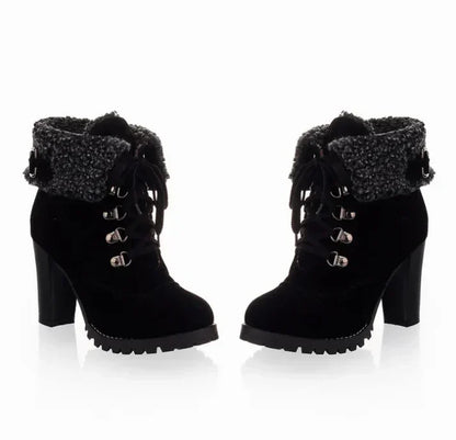 Winterstiefel Damen Hoch Absatz Stylisch