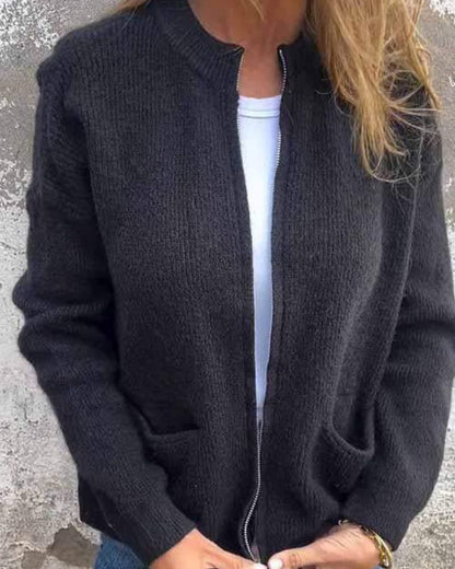Elegante Damenjacke Mit Klassischem Reißverschluss