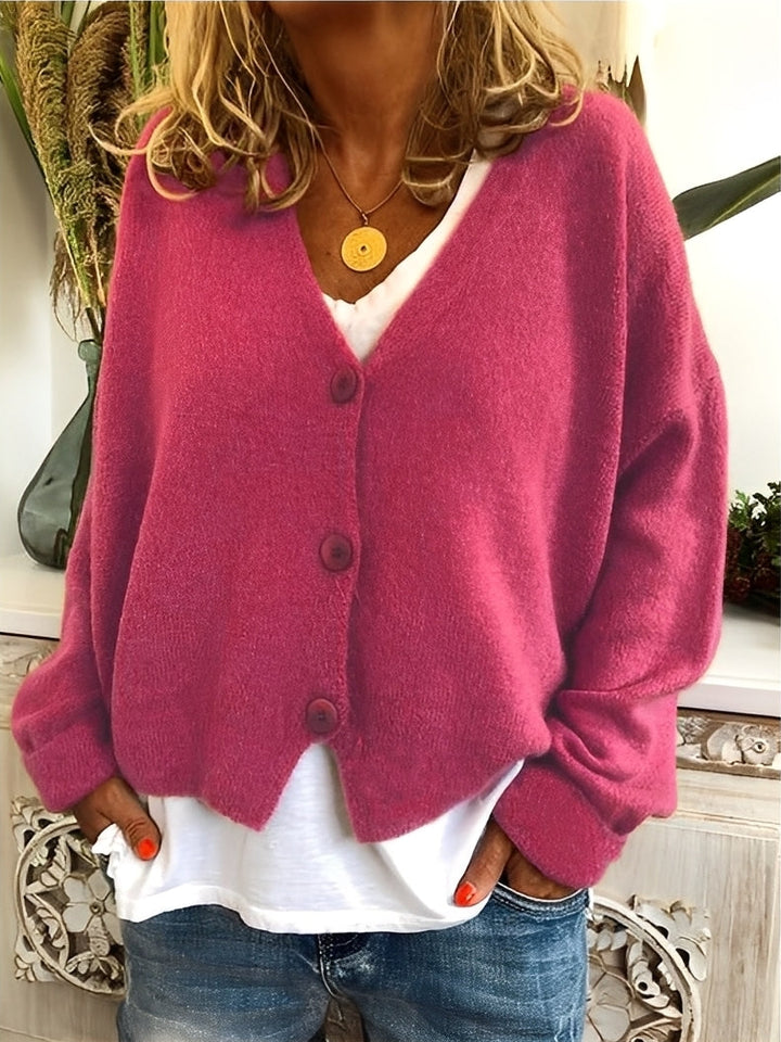 Modischer Cardigan Damen Lässig Knopfverschluss