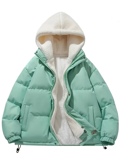 Stylische Winterjacke Fleece Kapuze Warm