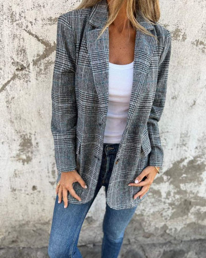 Eleganter Karierter Blazer Frauen