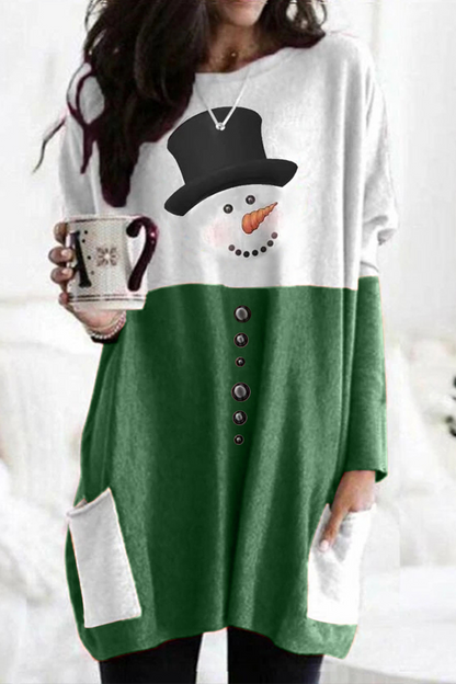 Weihnachtskleid Patchwork Druck Frauen Party