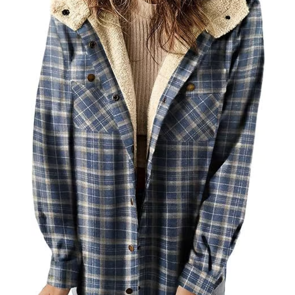 Karierte Herbstjacke Lässig Kapuzen