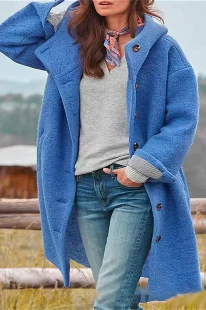 Damen Übergangsjacke Kapuze Knopf Modern