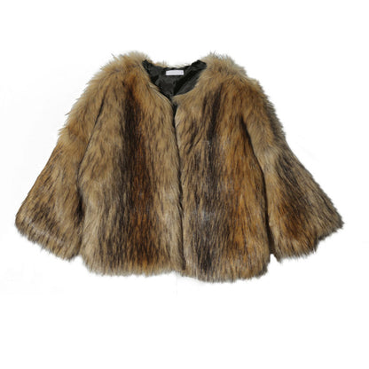 Damen Luxus Kunstpelz Mantel Elegant Voluminös