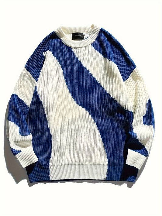 Stylischer Herren Pullover Rundhals Modern - IdealeKleiden