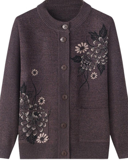 Blumenmuster Strickjacke Damen
