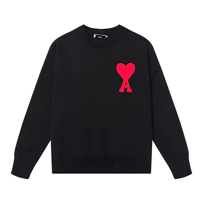 Einfacher Bestickter Pullover Herren