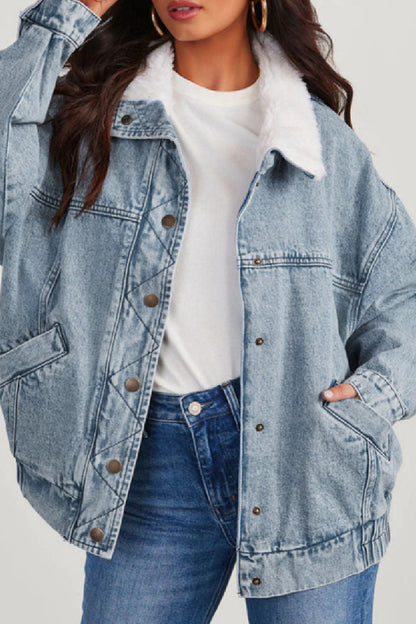 Praktische Denimjacke Mit Umlegekragen Langarm