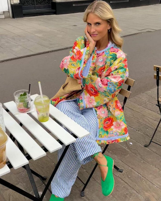 Farbenfrohe Damenjacke Vintage Stil - IdealeKleiden