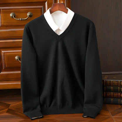Herren Strickpullover V-Ausschnitt Langarm