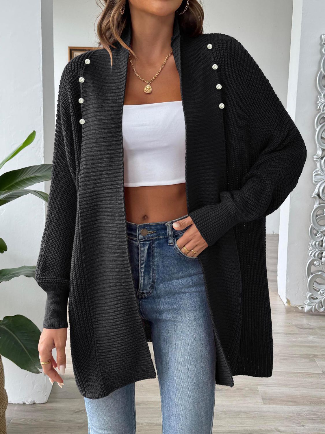 Elegante Strickjacke Damen Lockere Fit