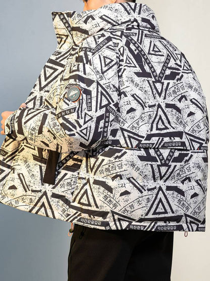 Herren Pufferjacke Geometrisches Muster - IdealeKleiden