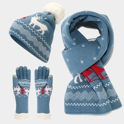Weihnachtliches Accessoireset: Rentier Mütze Schal Handschuhe