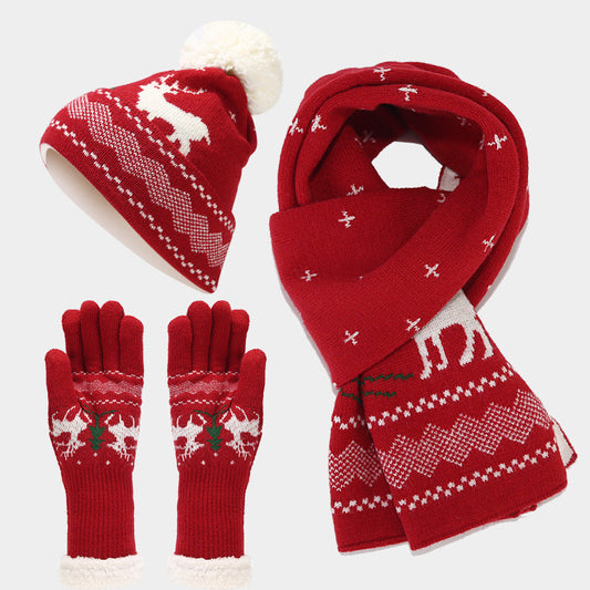 Weihnachtliches Accessoireset: Rentier Mütze Schal Handschuhe - IdealeKleiden