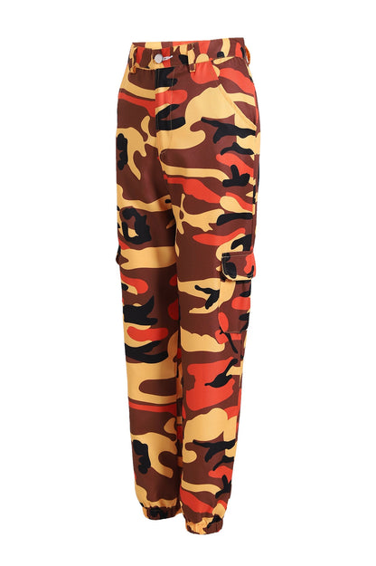 Damen Cargohose Camo-Style Elastischer Bund Praktisch