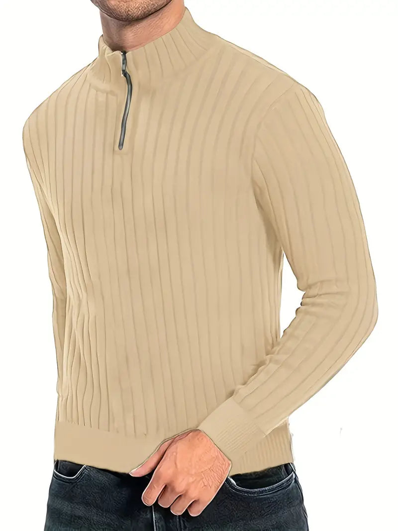 Herren Rollkragenpullover Modern Viertelreißverschluss