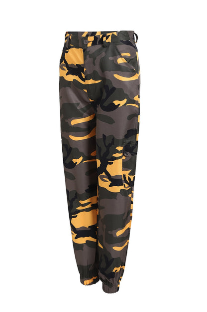 Damen Cargohose Camo-Style Elastischer Bund Praktisch