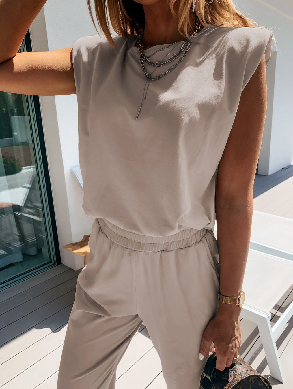 Damen Jumpsuit Bequem Elastisch Modern