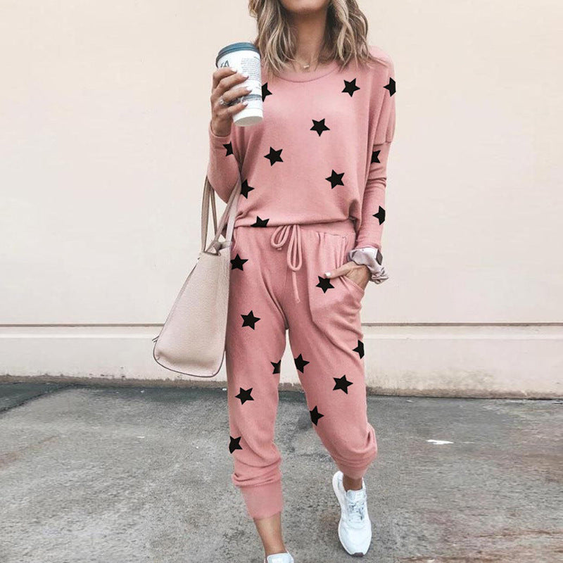 Damen Sweatpants-Set Sternen-Muster Elastisch Bequem
