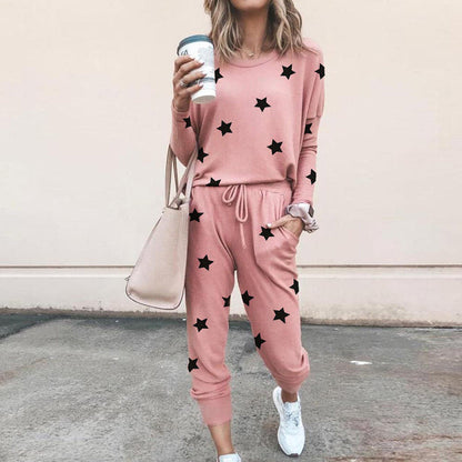 Damen Sweatpants-Set Sternen-Muster Elastisch Bequem