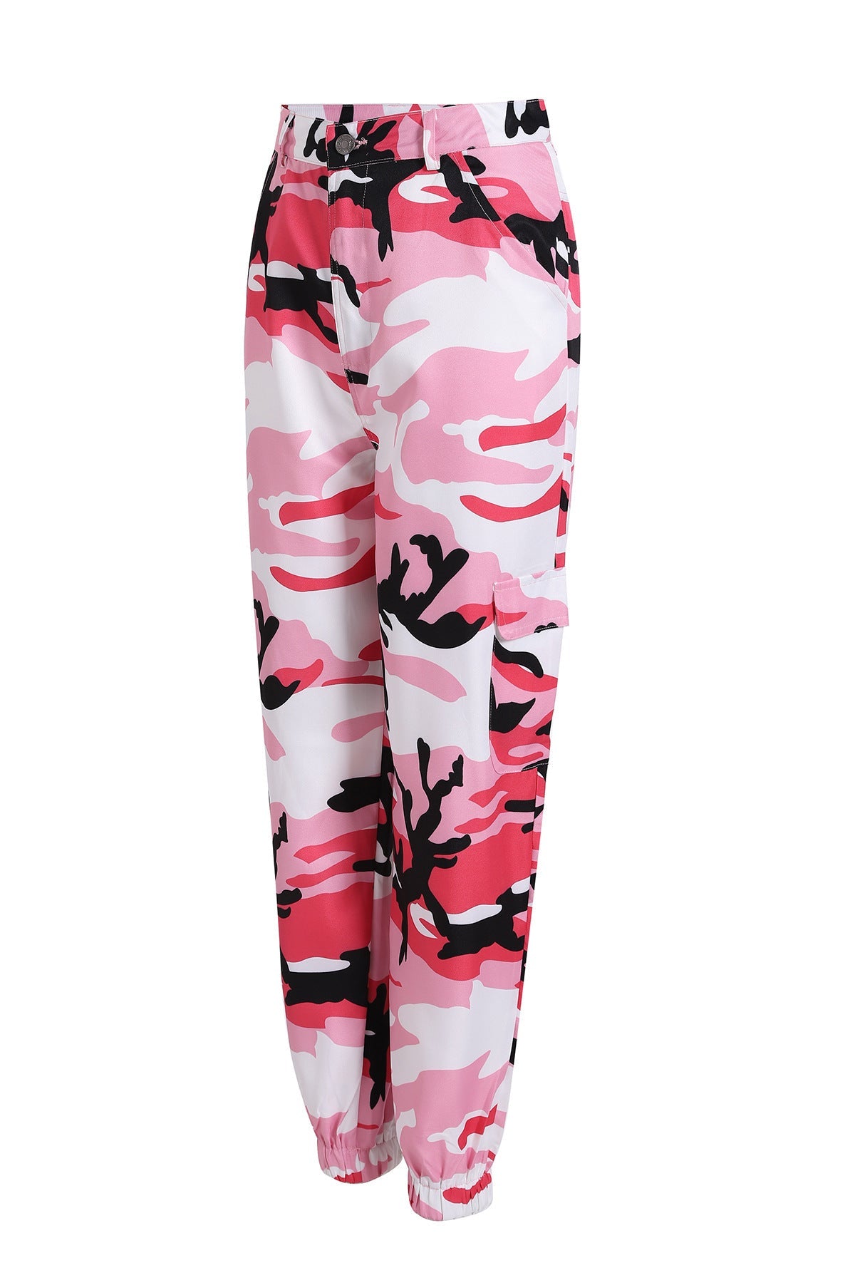 Damen Cargohose Camo-Style Elastischer Bund Praktisch