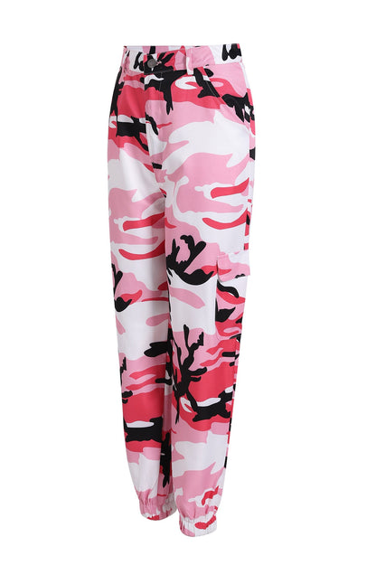 Damen Cargohose Camo-Style Elastischer Bund Praktisch
