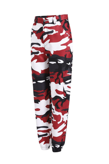 Damen Cargohose Camo-Style Elastischer Bund Praktisch