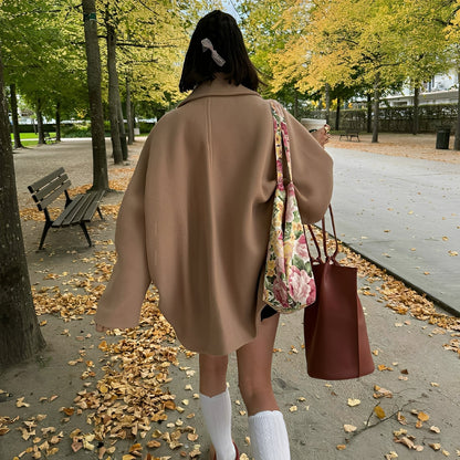 Große Damenmantel Oversized Doppelknopf Modern - IdealeKleiden