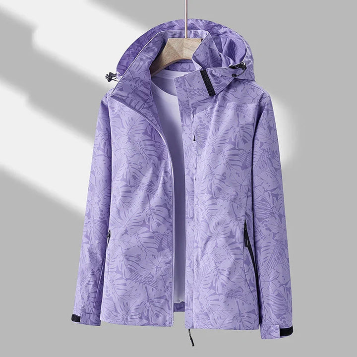 Damen Outdoor-Jacke Stylisch Kapuze Floral-Print