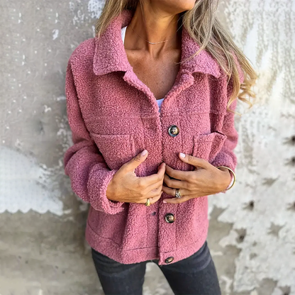 Stylische Damenwinterjacke Wolle Kragen