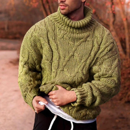 Übergrößer Sweater Hochkragen Wolle Kabelstrick
