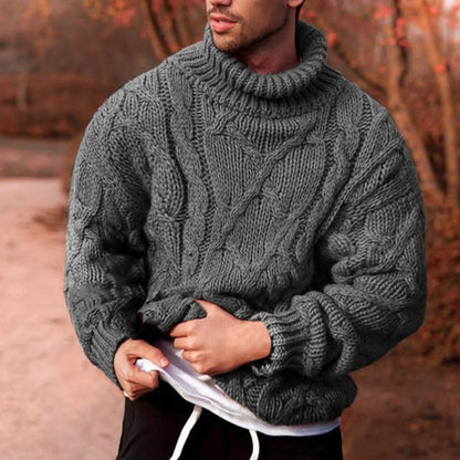 Übergrößer Sweater Hochkragen Wolle Kabelstrick