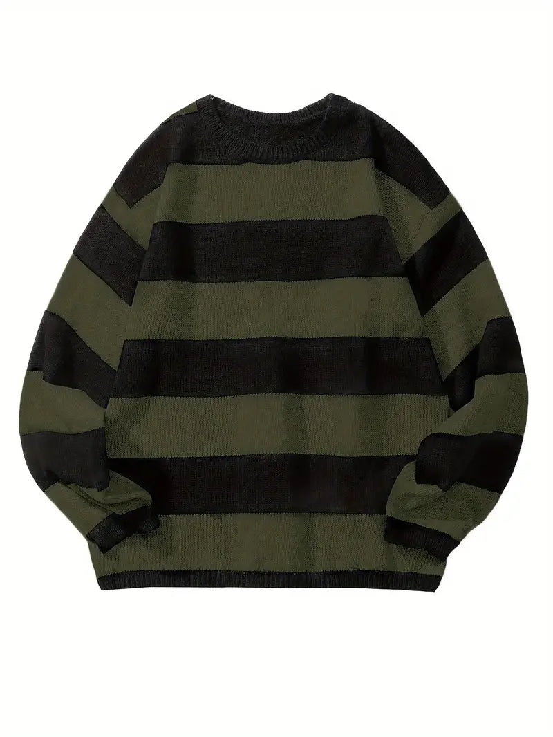 Herren Pullover Gestreift Retro Style