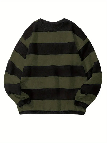 Herren Pullover Gestreift Retro Style