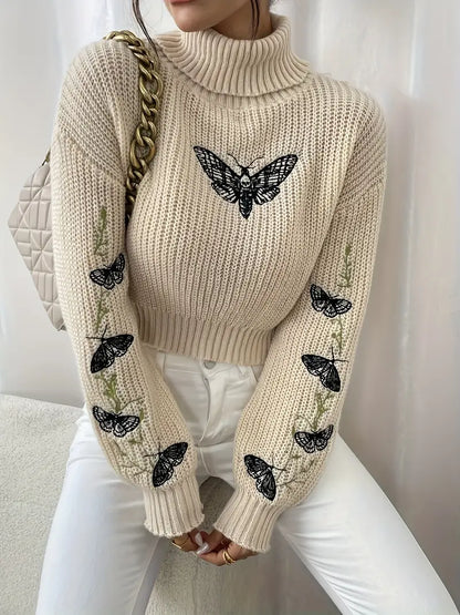 Modischer Damenpullover Schmetterling Muster