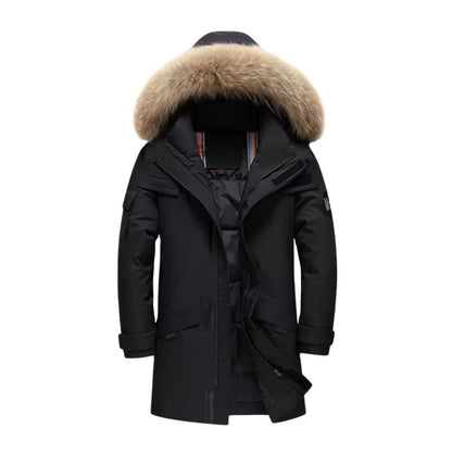 Herren Wintermantel mit Fellkapuze