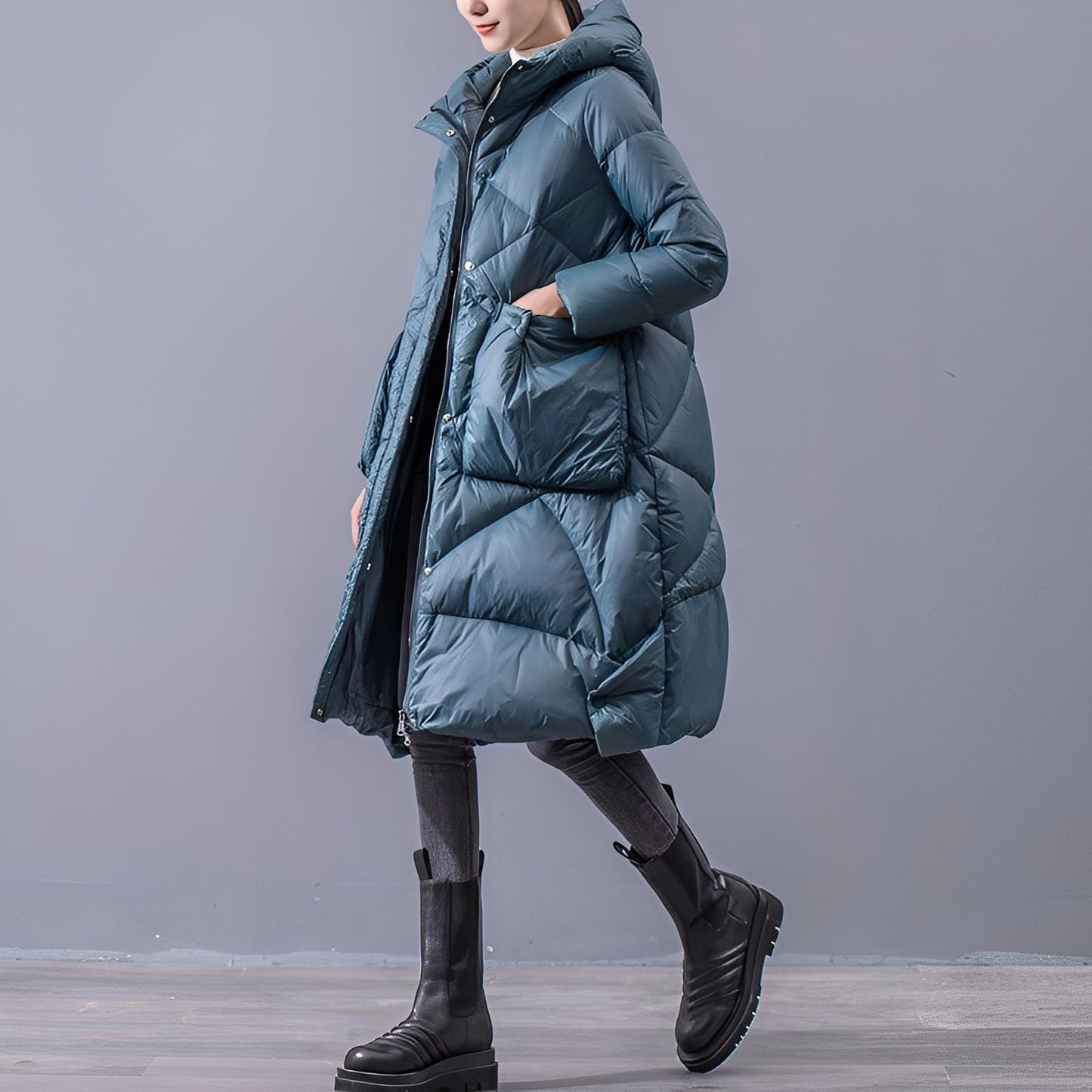 Kapuzenmantel Damen Große Taschen Bequem
