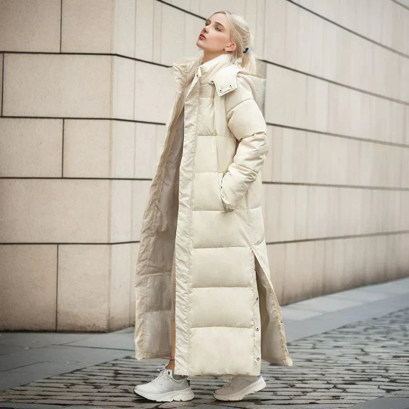 Winter Daunenmantel Lang Damen - Warm & Bequem Kapuze