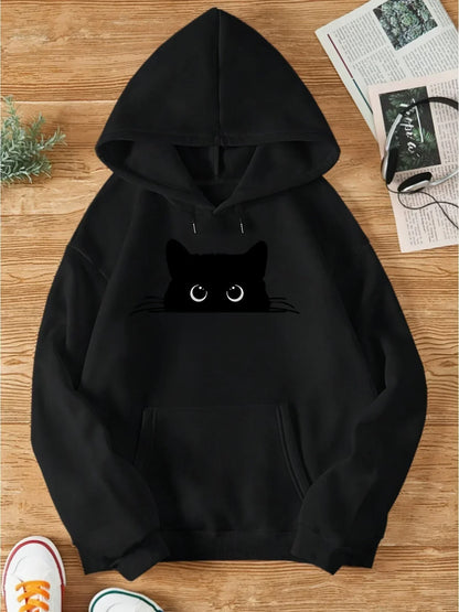 Kuschel-Hoodie Katzen-Motiv Kapuze - IdealeKleiden