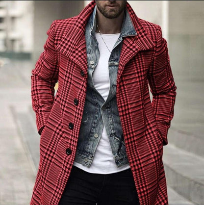 Herren Karomantel Elegantes Design Moderner Schnitt