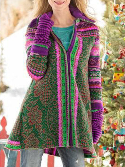 Damen Mantel Lässig Muster Tailliert Stilvoll