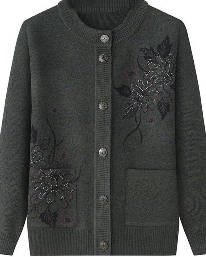 Blumenmuster Strickjacke Damen