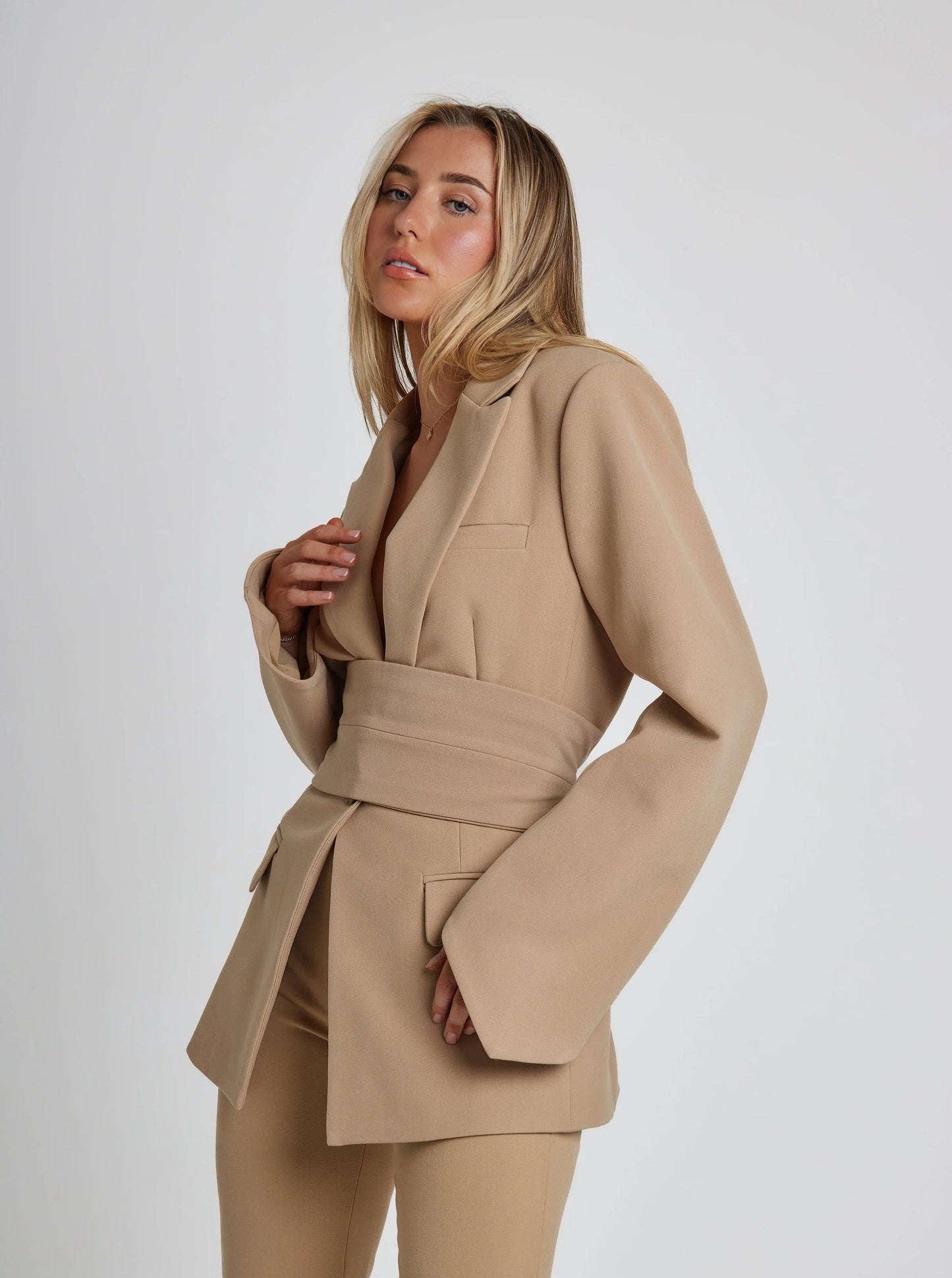 Frauen Blazer Tailliert Elegant Strukturiert
