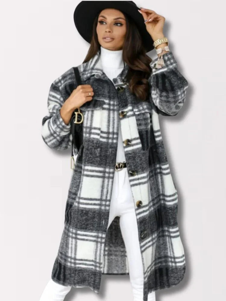 Herrenjacke Lang Kariert Modern - IdealeKleiden