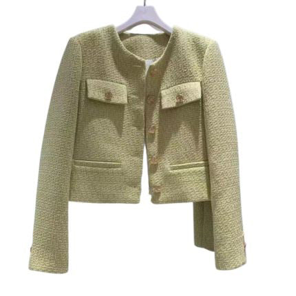 Damen Tweed Jacke Rundhals Chic